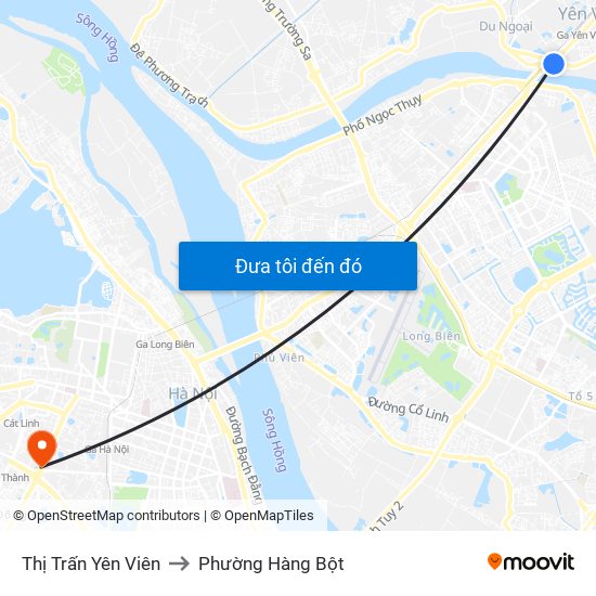 Thị Trấn Yên Viên to Phường Hàng Bột map