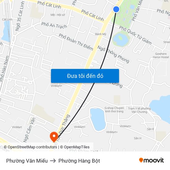 Phường Văn Miếu to Phường Hàng Bột map