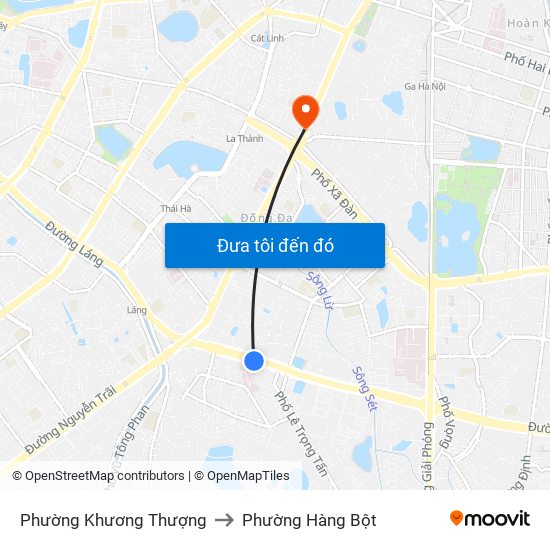 Phường Khương Thượng to Phường Hàng Bột map