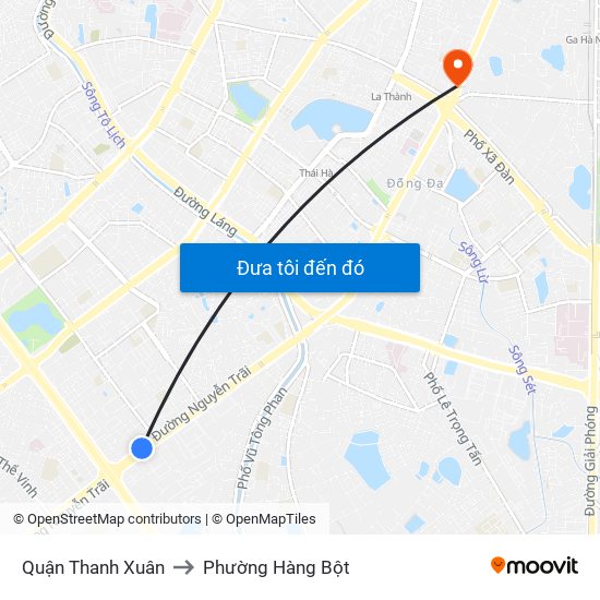 Quận Thanh Xuân to Phường Hàng Bột map