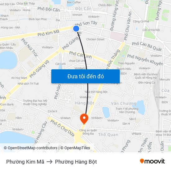 Phường Kim Mã to Phường Hàng Bột map