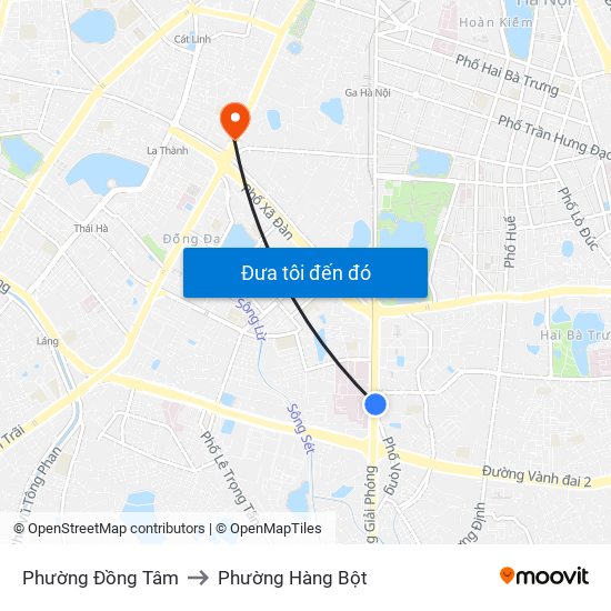 Phường Đồng Tâm to Phường Hàng Bột map