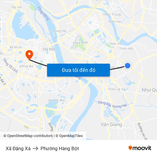 Xã Đặng Xá to Phường Hàng Bột map