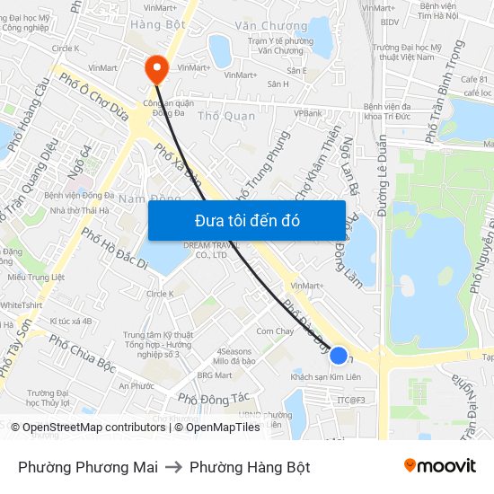 Phường Phương Mai to Phường Hàng Bột map