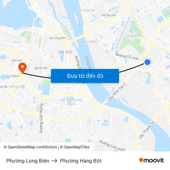 Phường Long Biên to Phường Hàng Bột map