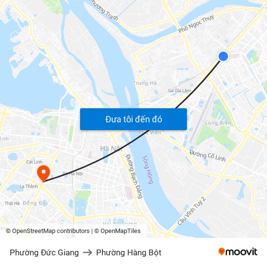 Phường Đức Giang to Phường Hàng Bột map