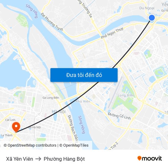 Xã Yên Viên to Phường Hàng Bột map