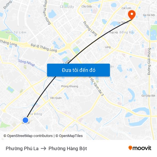 Phường Phú La to Phường Hàng Bột map