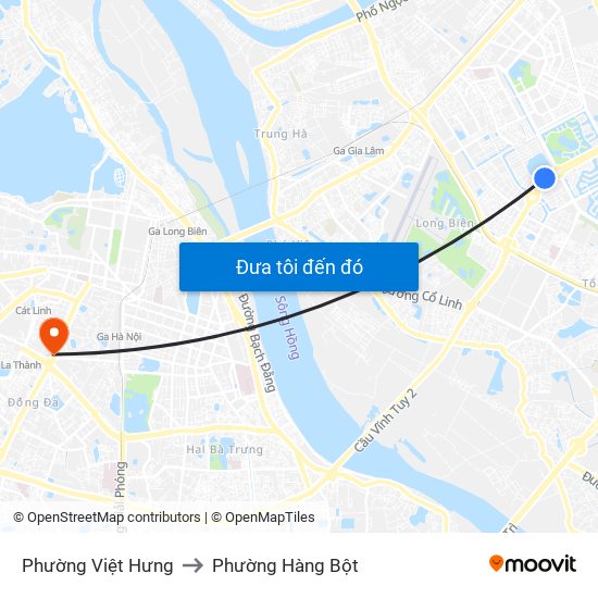 Phường Việt Hưng to Phường Hàng Bột map