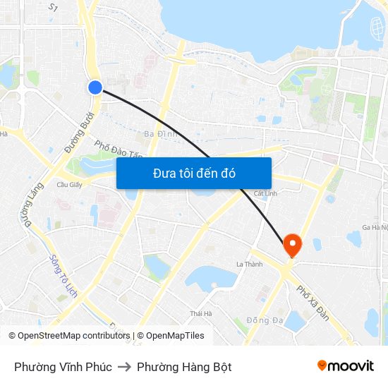 Phường Vĩnh Phúc to Phường Hàng Bột map