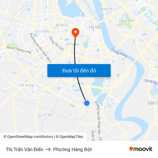 Thị Trấn Văn Điển to Phường Hàng Bột map