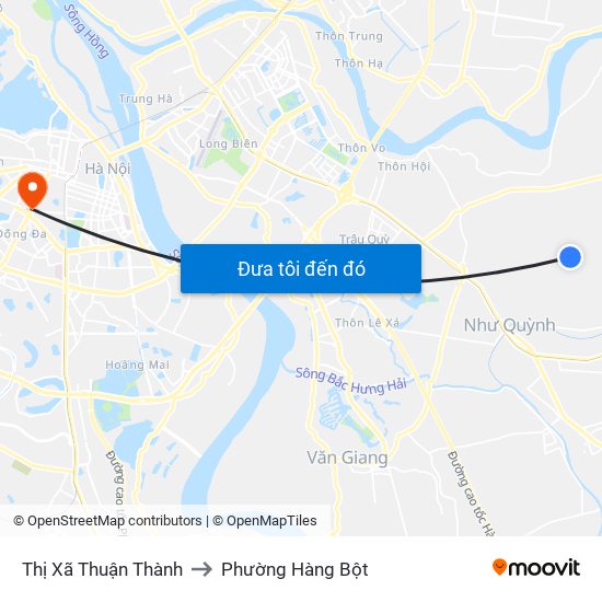 Thị Xã Thuận Thành to Phường Hàng Bột map