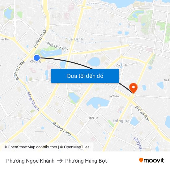 Phường Ngọc Khánh to Phường Hàng Bột map