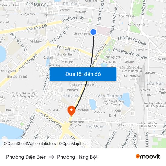 Phường Điện Biên to Phường Hàng Bột map