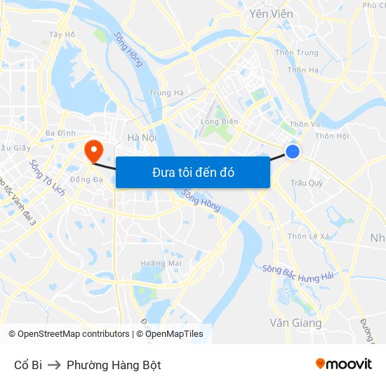 Cổ Bi to Phường Hàng Bột map