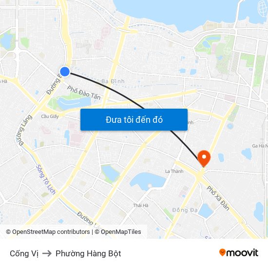 Cống Vị to Phường Hàng Bột map