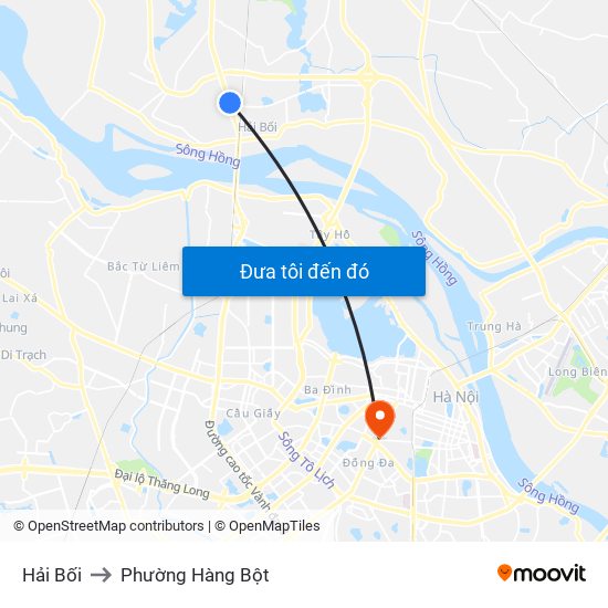 Hải Bối to Phường Hàng Bột map