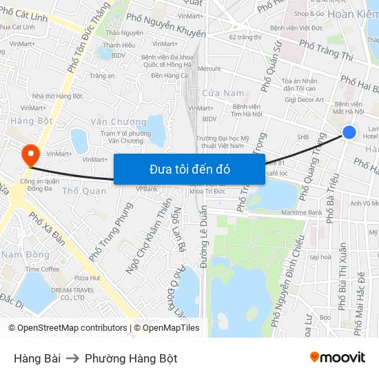 Hàng Bài to Phường Hàng Bột map