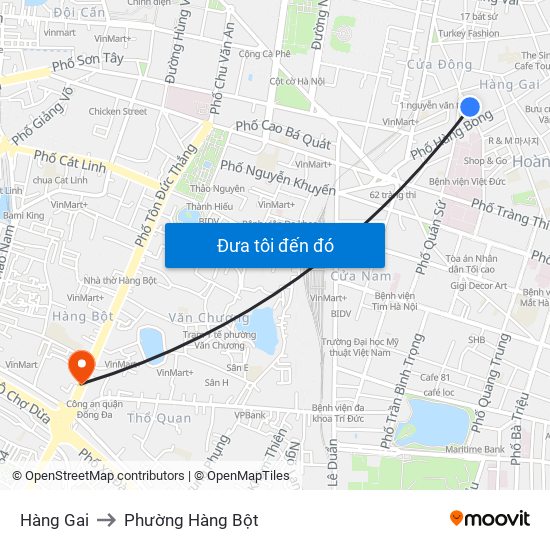 Hàng Gai to Phường Hàng Bột map