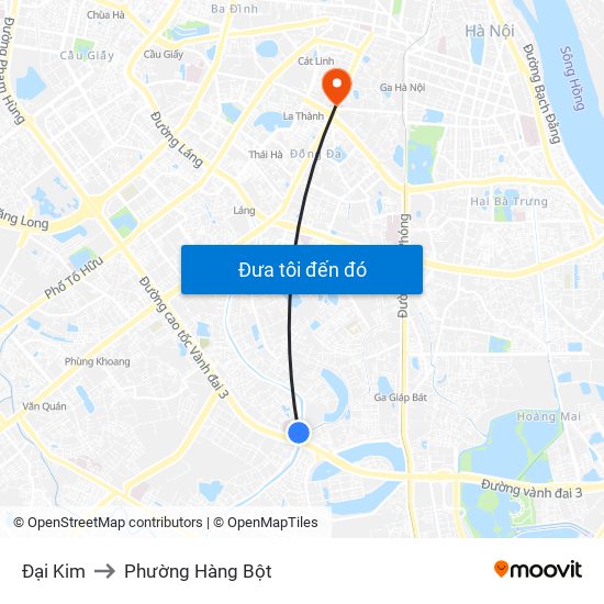 Đại Kim to Phường Hàng Bột map