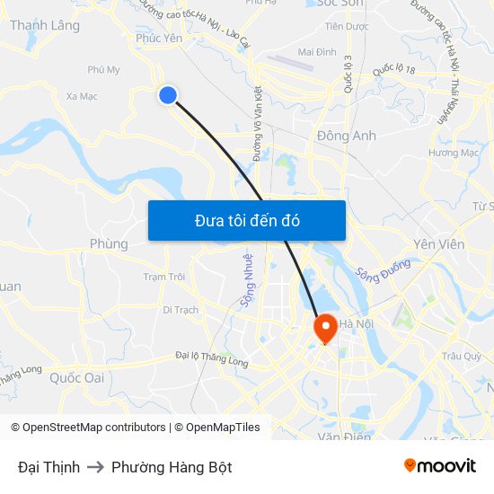 Đại Thịnh to Phường Hàng Bột map