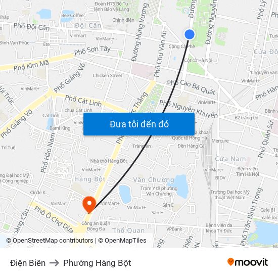 Điện Biên to Phường Hàng Bột map