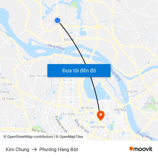 Kim Chung to Phường Hàng Bột map