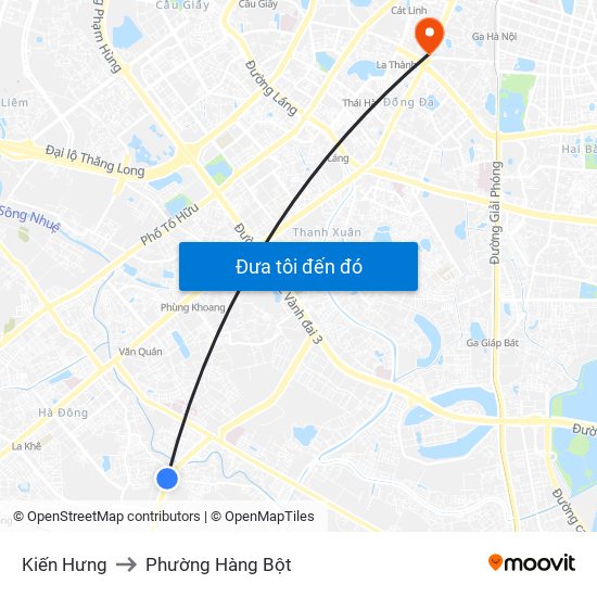 Kiến Hưng to Phường Hàng Bột map