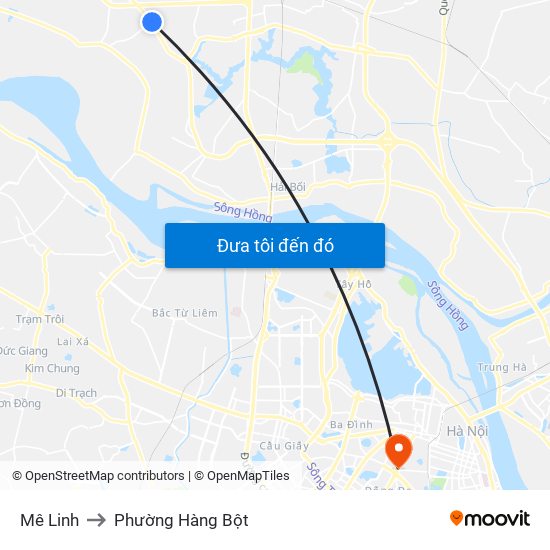 Mê Linh to Phường Hàng Bột map