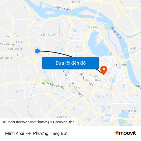 Minh Khai to Phường Hàng Bột map