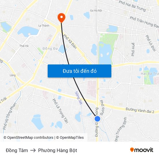 Đồng Tâm to Phường Hàng Bột map