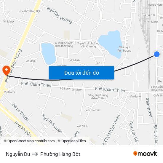 Nguyễn Du to Phường Hàng Bột map