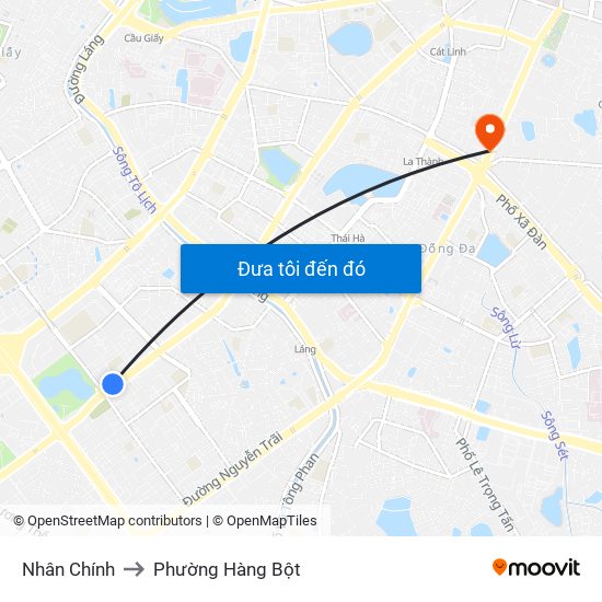 Nhân Chính to Phường Hàng Bột map