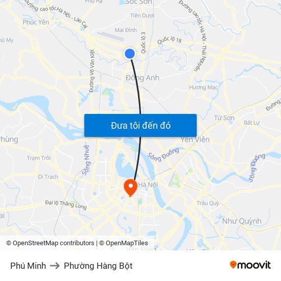 Phú Minh to Phường Hàng Bột map