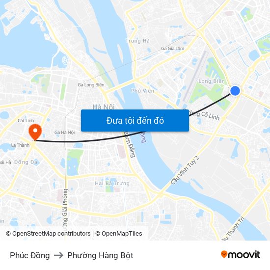 Phúc Đồng to Phường Hàng Bột map
