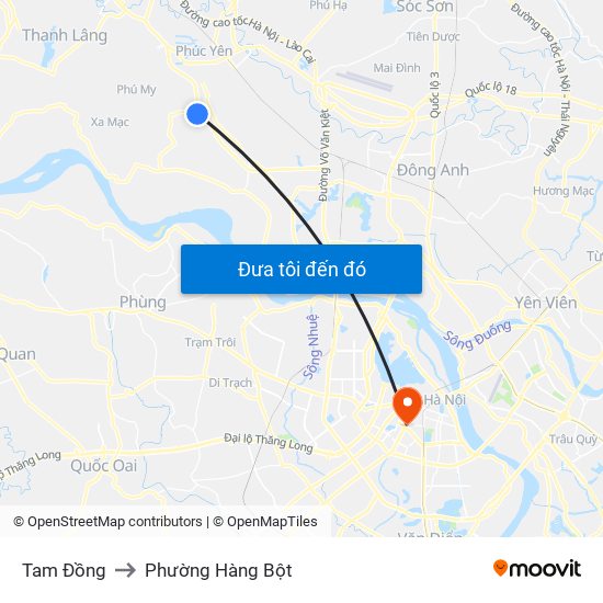 Tam Đồng to Phường Hàng Bột map