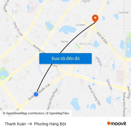 Thanh Xuân to Phường Hàng Bột map
