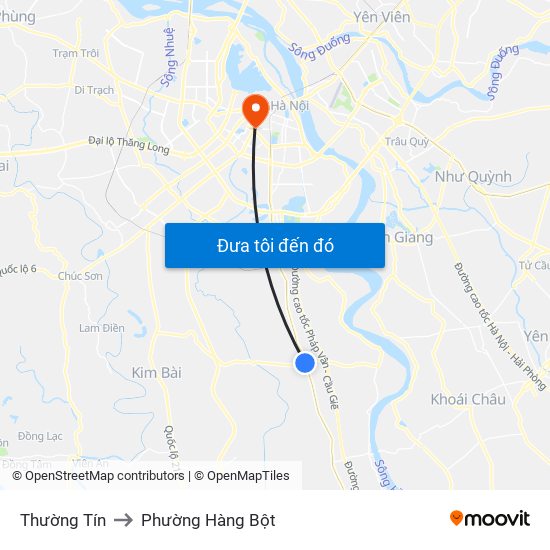 Thường Tín to Phường Hàng Bột map