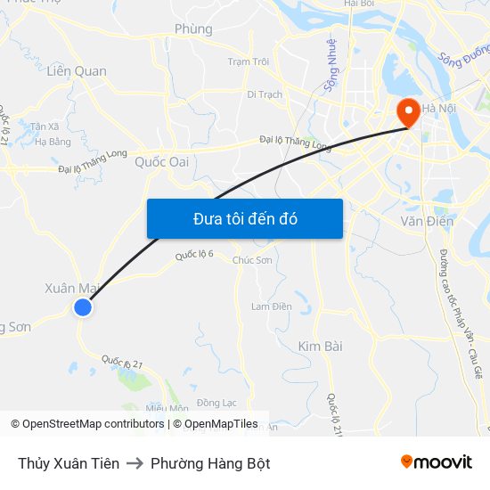 Thủy Xuân Tiên to Phường Hàng Bột map