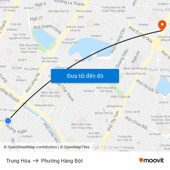 Trung Hòa to Phường Hàng Bột map