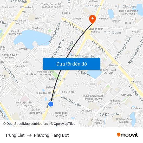 Trung Liệt to Phường Hàng Bột map