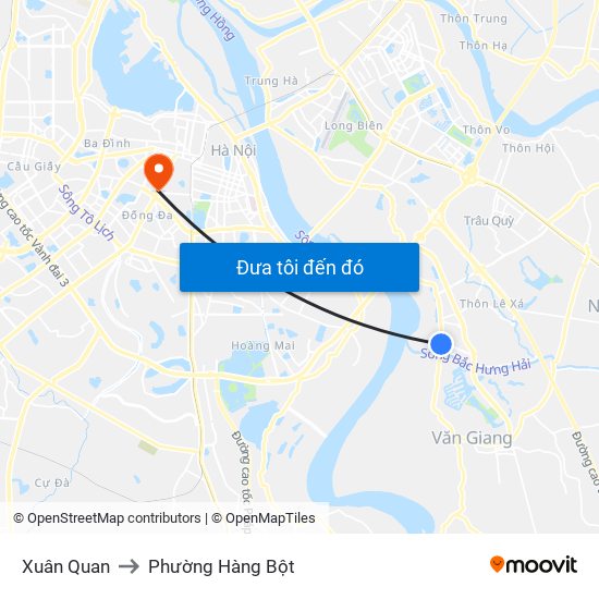 Xuân Quan to Phường Hàng Bột map