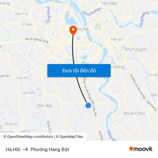 Hà Hồi to Phường Hàng Bột map