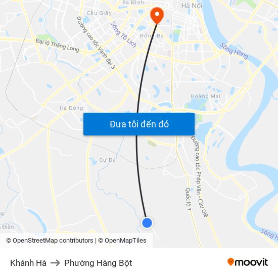Khánh Hà to Phường Hàng Bột map