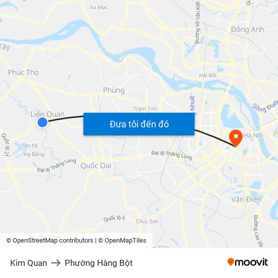Kim Quan to Phường Hàng Bột map