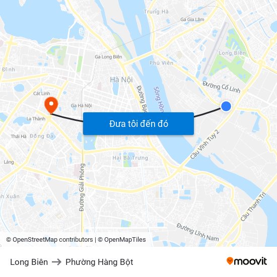 Long Biên to Phường Hàng Bột map