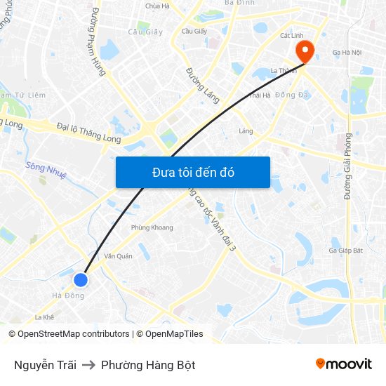 Nguyễn Trãi to Phường Hàng Bột map
