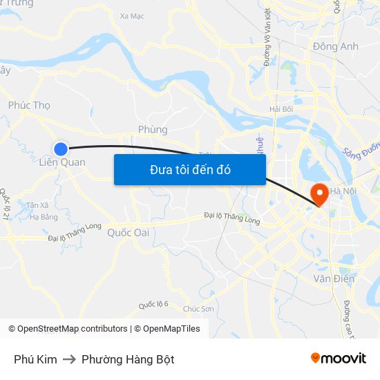 Phú Kim to Phường Hàng Bột map