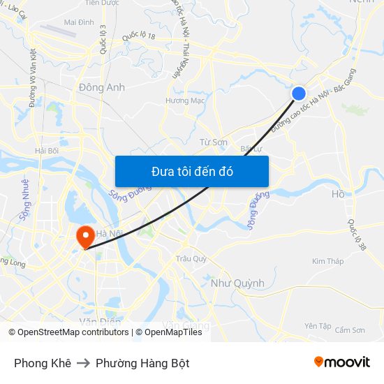 Phong Khê to Phường Hàng Bột map