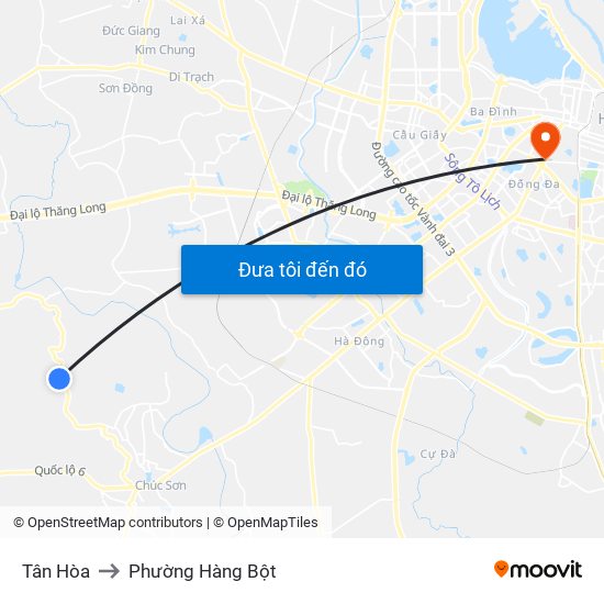 Tân Hòa to Phường Hàng Bột map